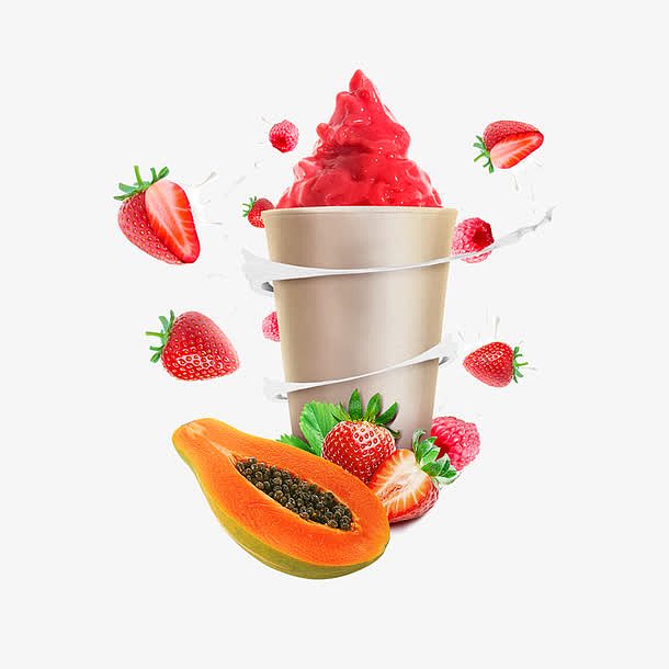 草莓果汁冰沙杯