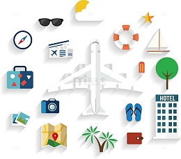 矢量手绘扁平旅游