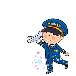 手绘飞机机长免抠素材