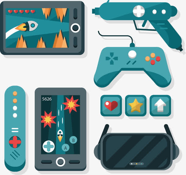 矢量手绘电玩免抠素材免费下载_觅元素51yuansu.com