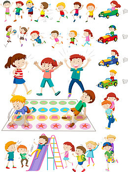 玩游戏的矢量孩子