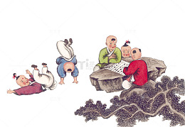古代儿童下棋玩黑白棋