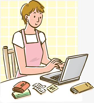 卡通人物美女玩电脑png玩电脑的小女孩png玩电脑的矢量女孩png玩电脑