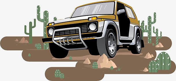 卡通吉普车素材_卡通吉普车图片元素-觅元素