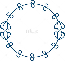 深蓝色圆形简约边框