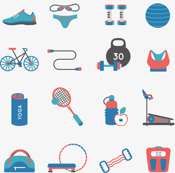 矢量多款运动器械装备素材免费下载_觅元素