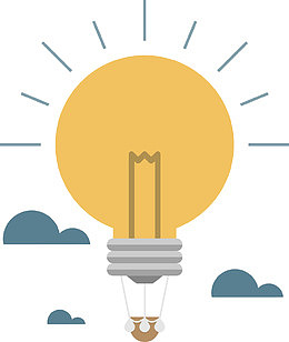 矢量手绘扁平发光的灯泡