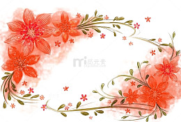 红色橙色花朵插画免扣素材