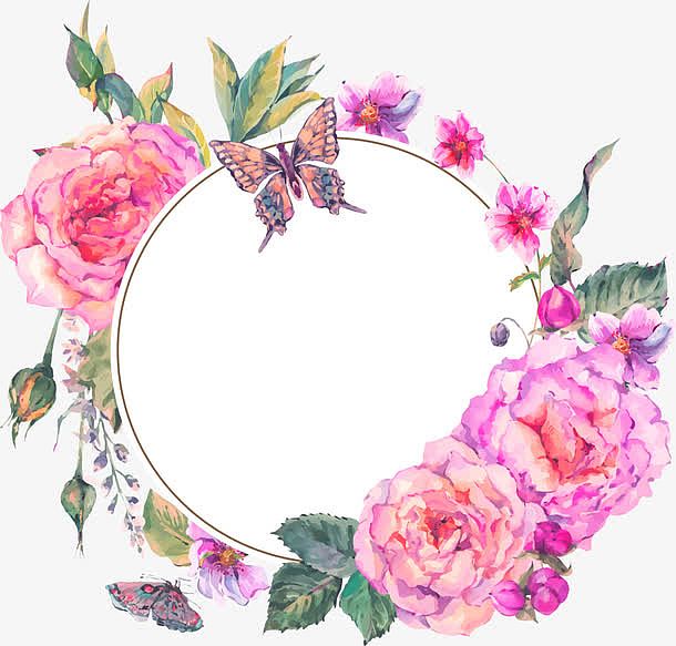 粉色手绘花朵装饰边框纹理