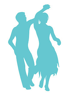 蓝色转身双人拉丁舞矢量素材