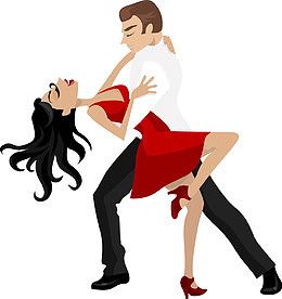 卡通跳拉丁舞的男女