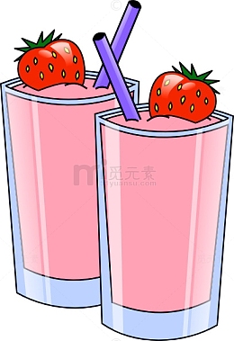 手绘草莓冰沙饮料
