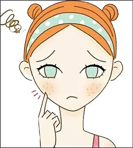 脸上长斑豆豆少女美容元素