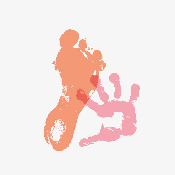 矢量水彩脚印和手印