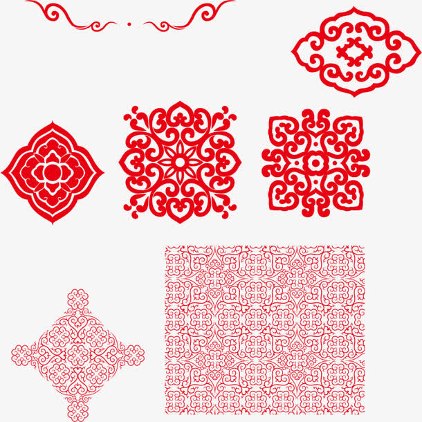 新年海报花纹png矢量素材