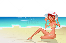 海边沙滩美女