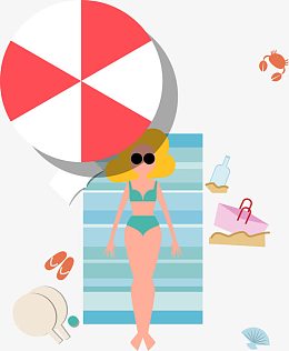 晒太阳插画aipngpng卡通美女pngpng海边度假的美女pngpng卡通沙滩美女