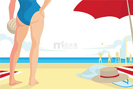 夏天沙滩泳装美女视角
