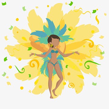 png矢量桑巴单人舞动作剪影素材aipng黄蓝绿矢量卡通乐器epspng桑巴