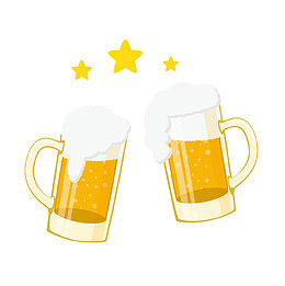 手绘啤酒干杯