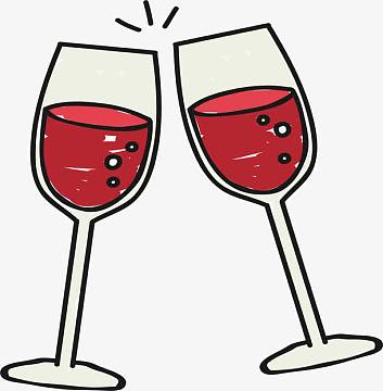 手绘红酒杯