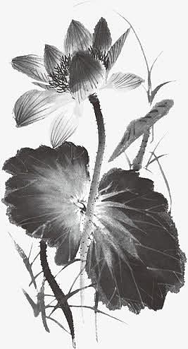 水墨风效果黑色花朵