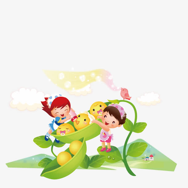 摘豌豆的小女孩
