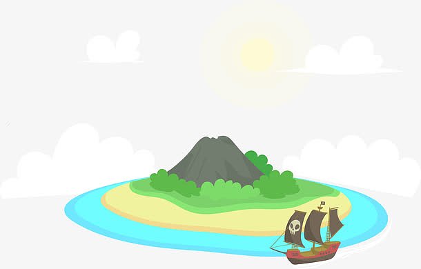 海盗船和山