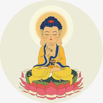 卡通绘画风释迦牟尼佛坐莲台