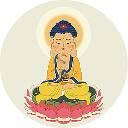 卡通绘画风释迦牟尼佛坐莲台