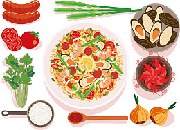一桌美食矢量