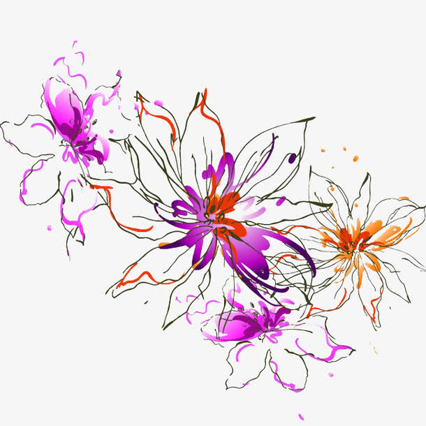 极简水墨画风的花朵