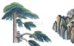迎客松山水画