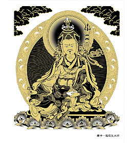 唐卡莲花生大师矢量图