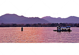 夕阳下的西湖美景