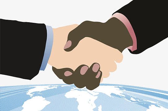 合作握手png握手与地球数字科技背景高清aipng矢量图世界和平图标png