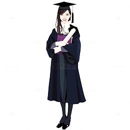 卡通穿学士的的毕业女大学生矢量