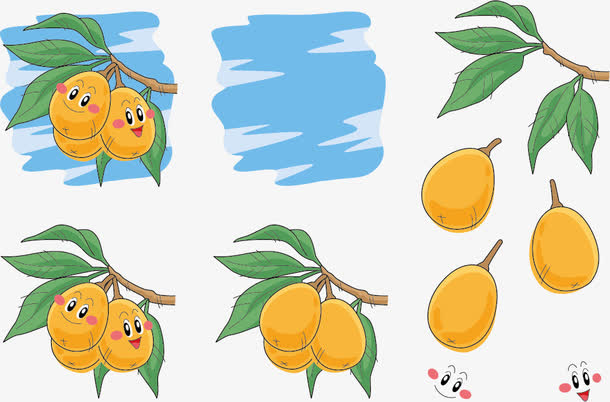 矢量树上的枇杷表情