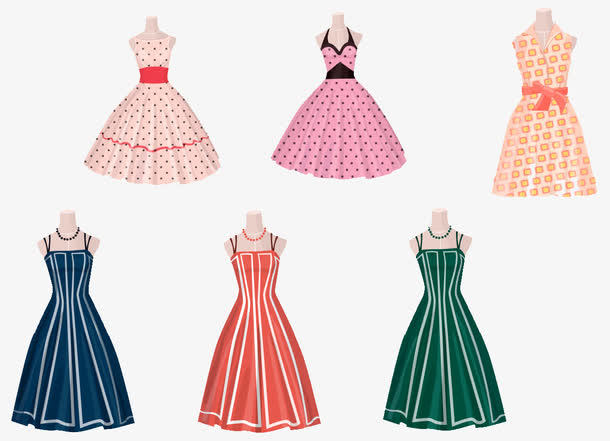 矢量时尚裙子组合免抠素材免费下载_觅元素51yuansu.com