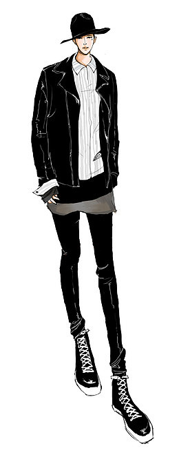 简约帅气男式服装设计插画