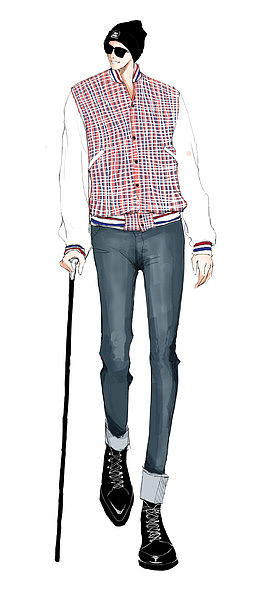 休闲朋克男式时装设计插画
