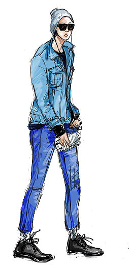 男式时装服装设计稿插画