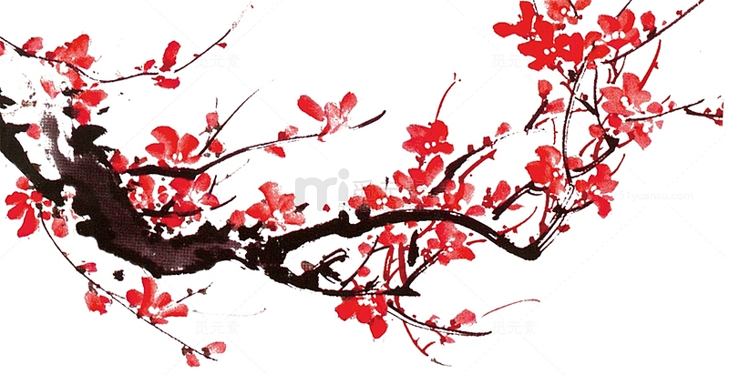 中国风海报卡通梅花树枝