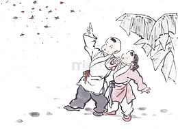 两给小孩古代卡通漫画图