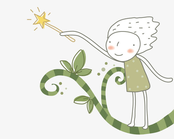 树上拿着星星棒的女孩