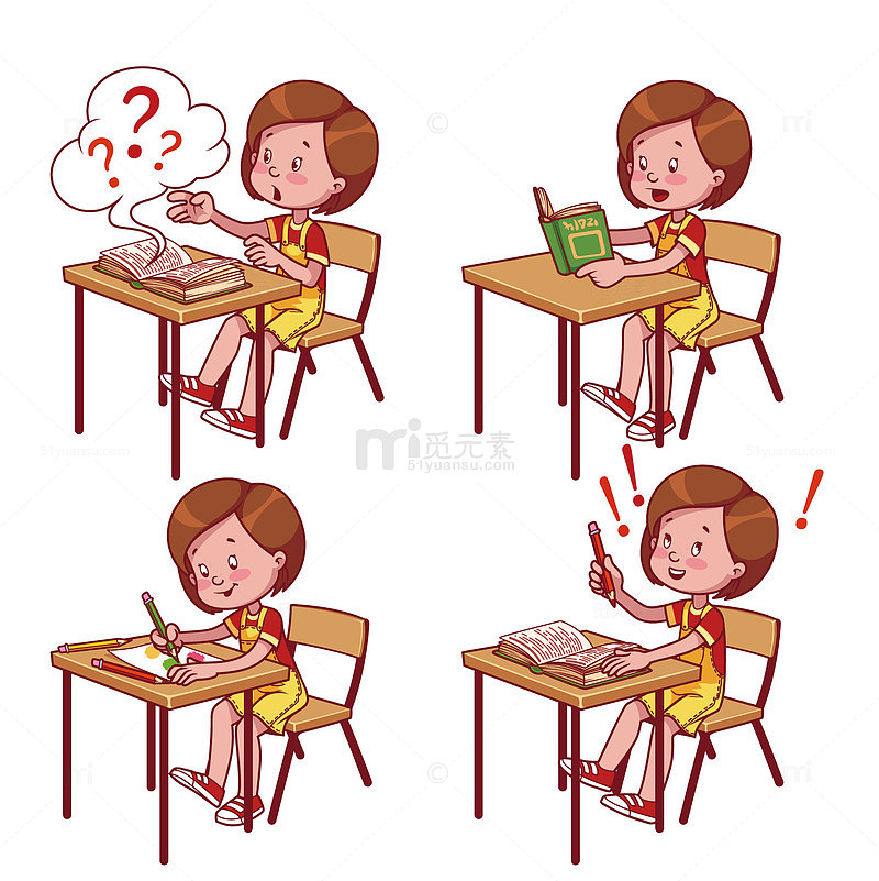 看书写作业的女学生