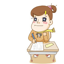 趴在桌子上写作业的女学生