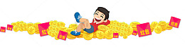 唯美精美金币金钱红包卡通小人金