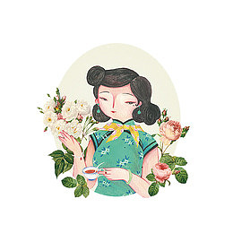 喝咖啡的民国小姐