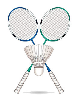 羽毛球和球拍插画 运